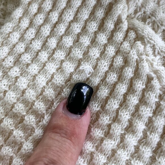 Standard Cloth Ecru Waffle Knit Pullover Polo Sweater in Ivory  Size L - Picture 5 of 9